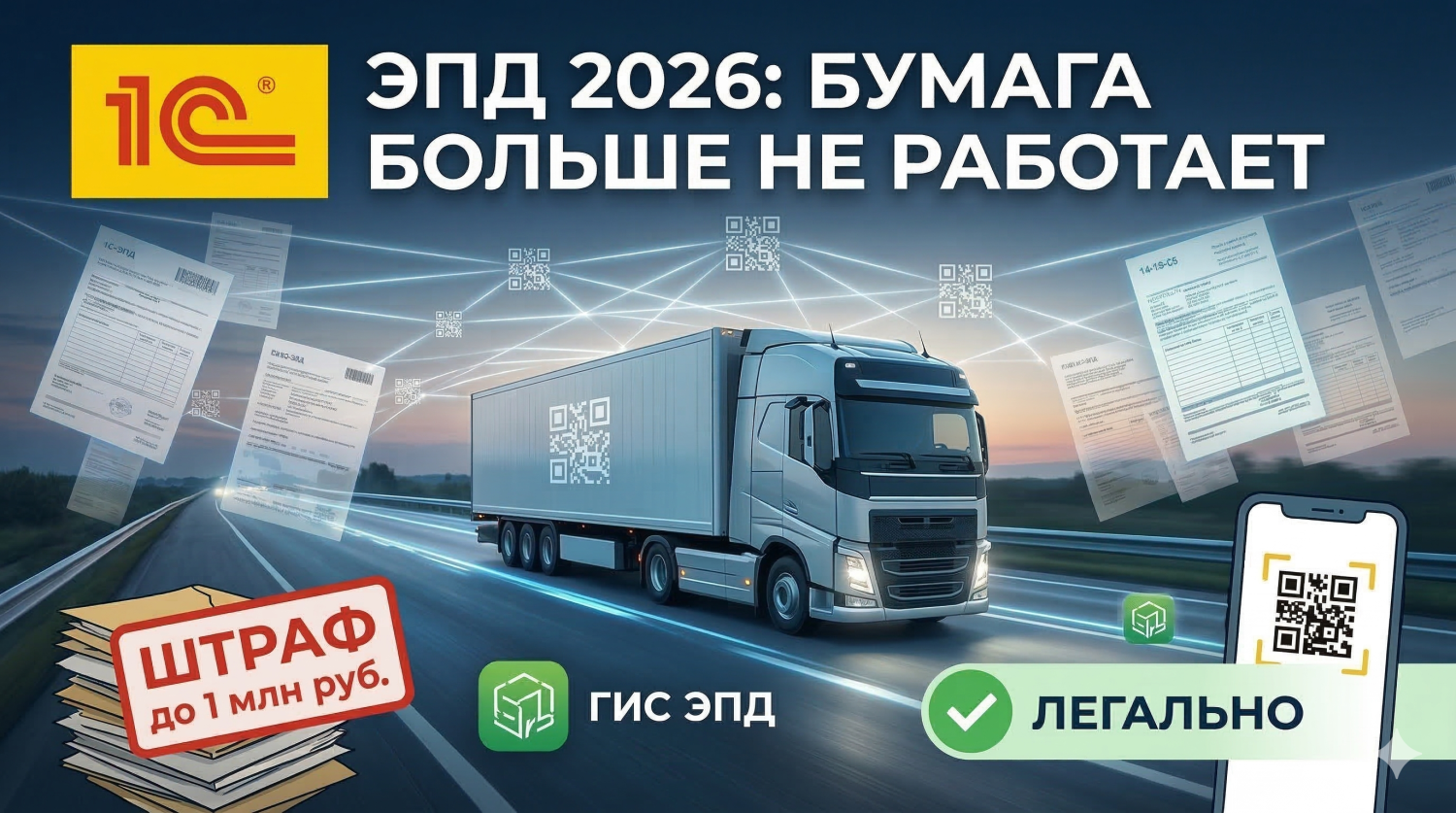 Переход на электронные перевозочные документы (ЭПД) в 2026 году: штрафы, сроки и автоматизация через сервис 1С-ЭПД.